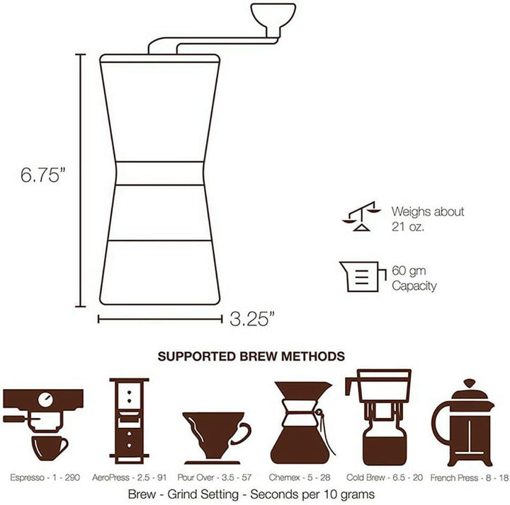 Edelstahl Kaffee MüHle Konischer Kaffeemühle mit Mahlgradeinstellung Manuelle Kaffeemühle 15×8,5×21,