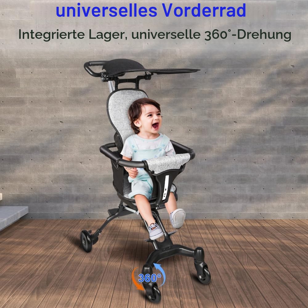 OHMG Buggy, kompakt, 0 – 25 kg, faltbar, verstellbare Rückenlehne, Kinderwagen, kompakt & leicht, Re