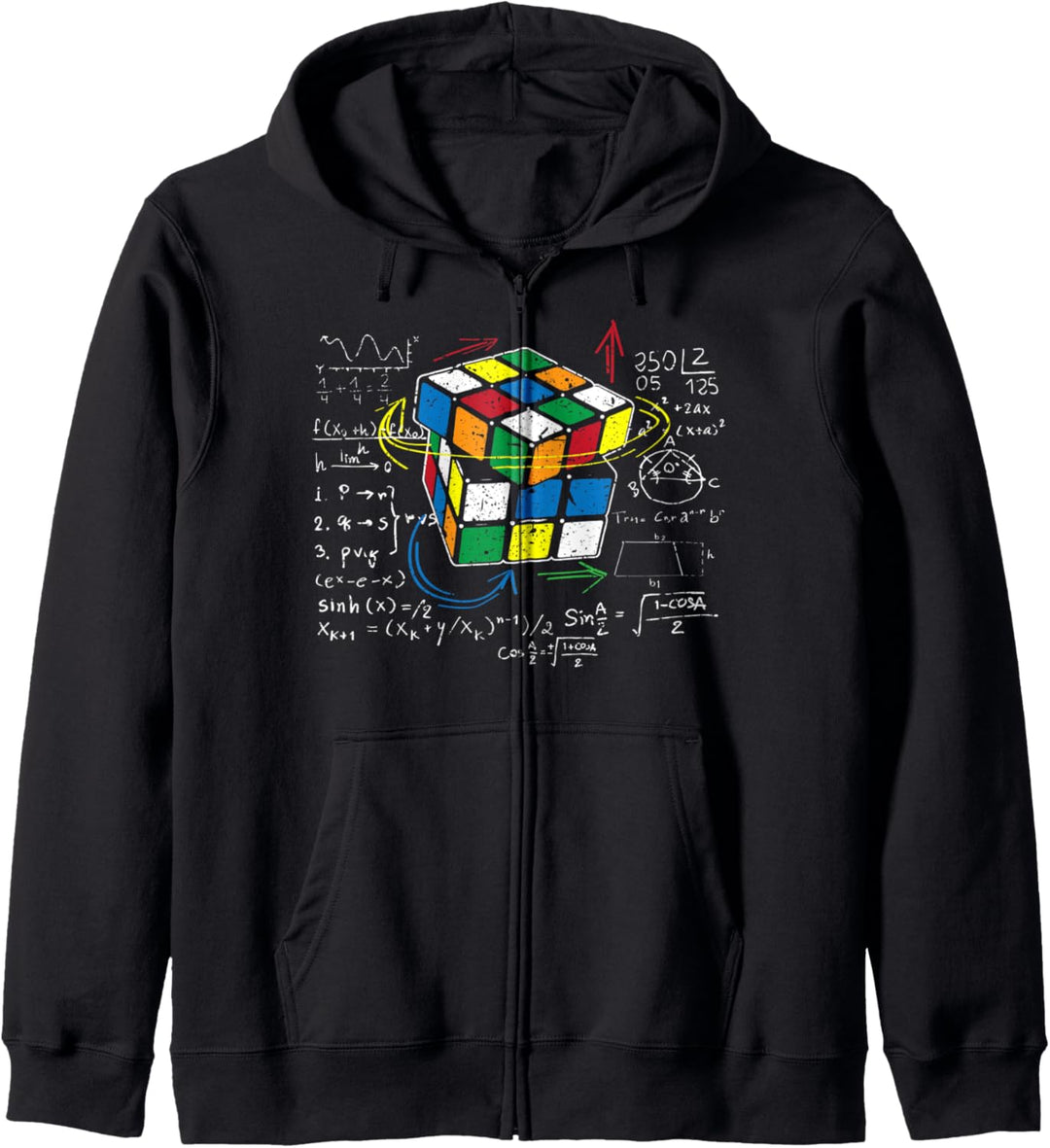 Würfel Zauber mit Mathe Gleichungen | Retro Nerdy Rubik Kapuzenjacke