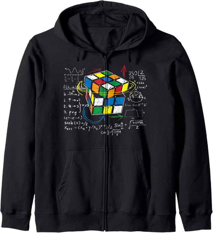 Würfel Zauber mit Mathe Gleichungen | Retro Nerdy Rubik Kapuzenjacke