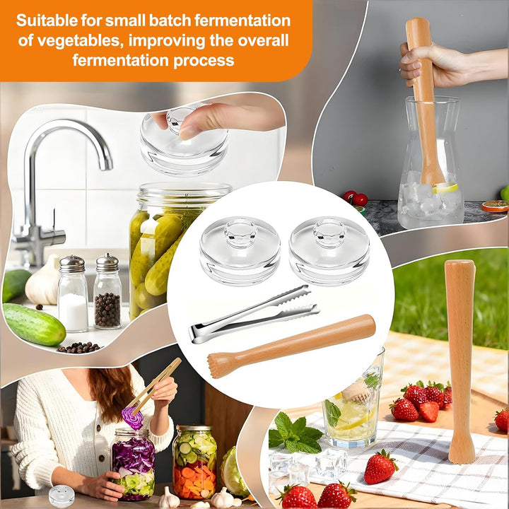 Fermentieren Set, Transparent Glasgewichte, Feramentiergläser mit Gärventil und Gewicht, 4 Stück Fer