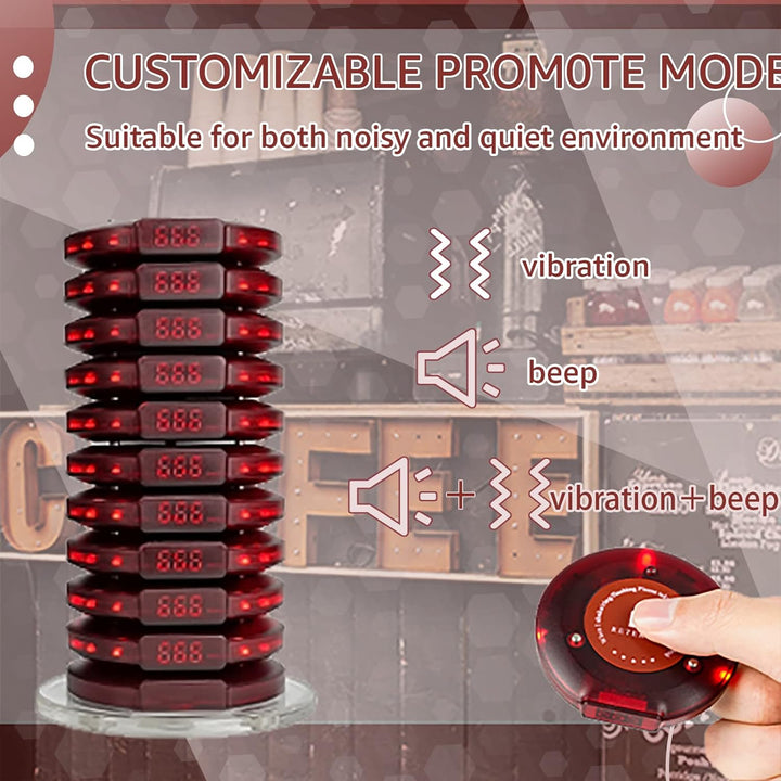 Retekess T119 Drahtloses Rufsystem 10-Pager-Funkrufsystem mit 10 Batterieladebuchsen im Food Court P