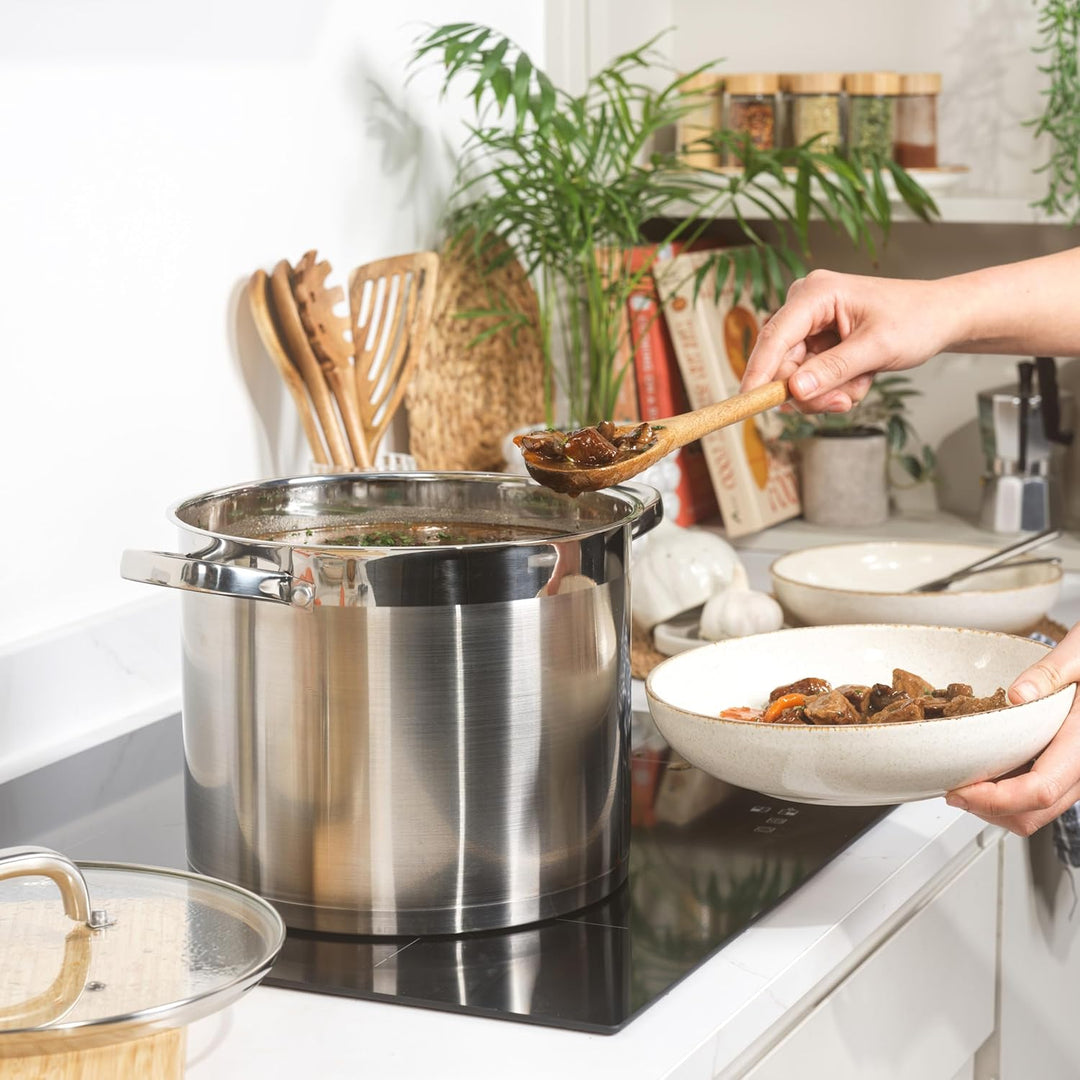 Salter Timeless 24cm Kochtopf - Antihaft-Edelstahl-Kochtopf, 9L, Inklusive Glasdeckel mit Dampfentlü