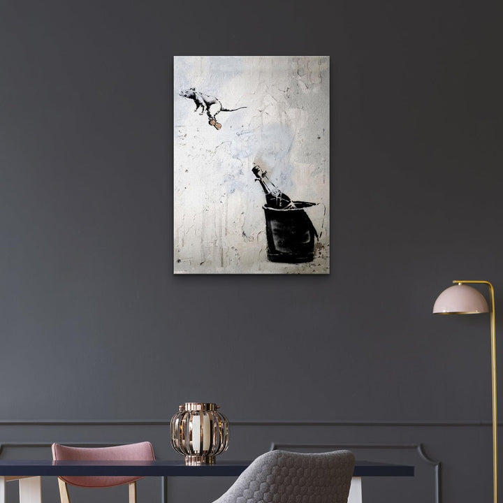 Giallobus - Gemälde - Banksy - - Standardleinwand - 70x100-14 - Maus auf dem Flaschenverschluss - Be