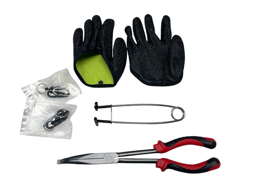 Generisch Raubfisch Angelzubehör Set mit Edelstahl Zange, Maulsperre und Fischhandschuhe für Hecht,