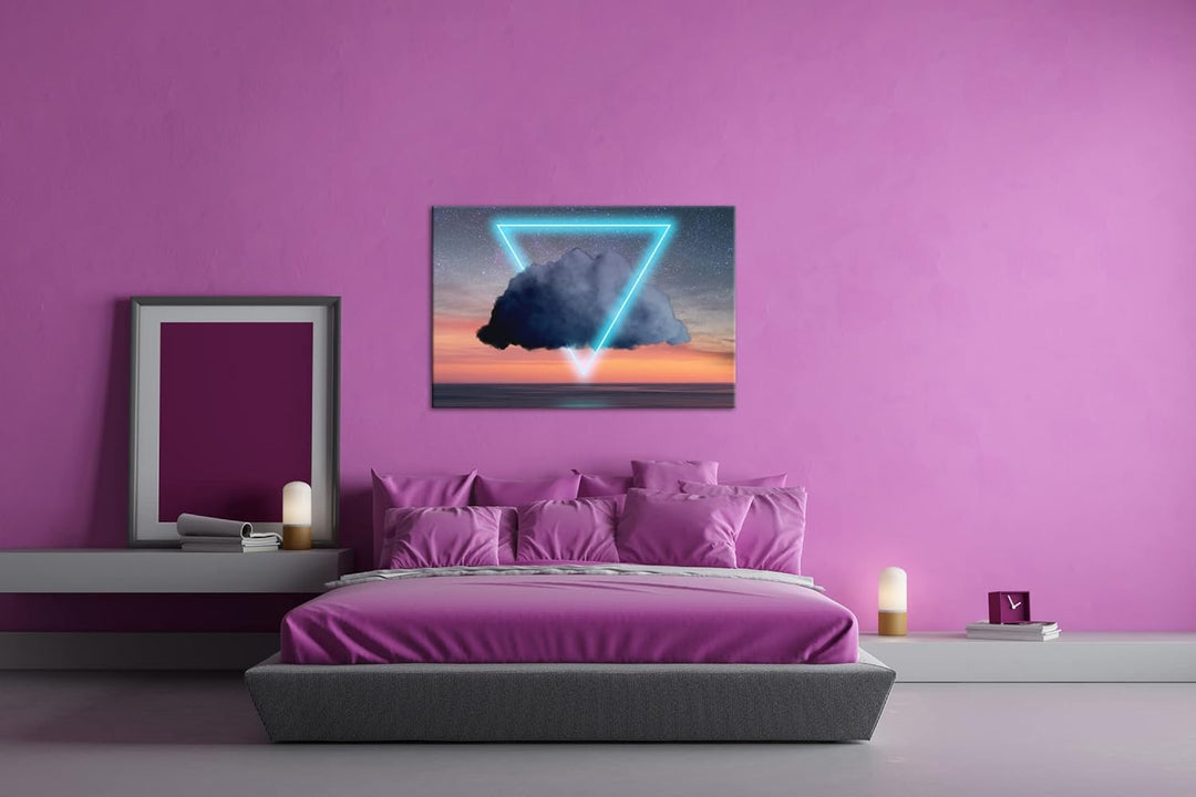 deyoli Dreieck Wolken Logo Format: 80x60 als Leinwandbild, Motiv fertig gerahmt auf Echtholzrahmen,