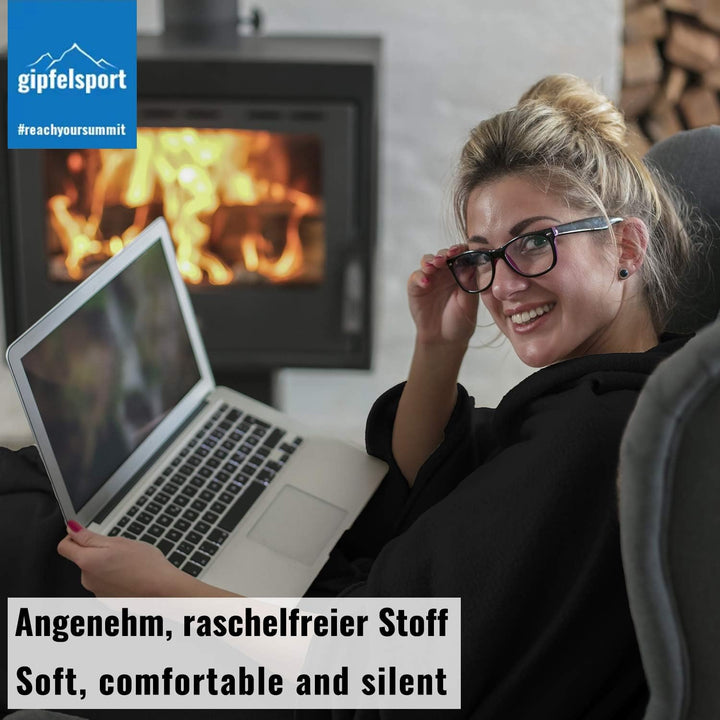 gipfelsport Mikrofaser Fleece Decke mit Schlafsackfunktion I Grösse 185 x 150cm, ca. 690 g I Microfa