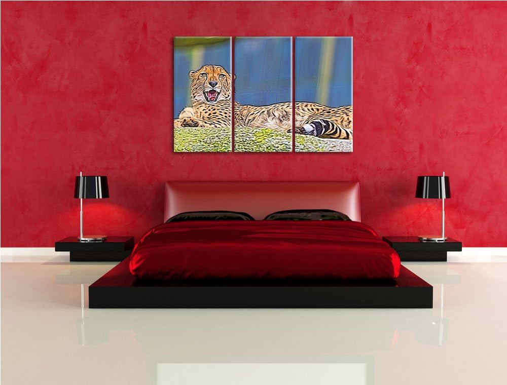 schlafender Gepard Spezial 3-Teiler Leinwandbild 120x80 Bild auf Leinwand, XXL riesige Bilder fertig