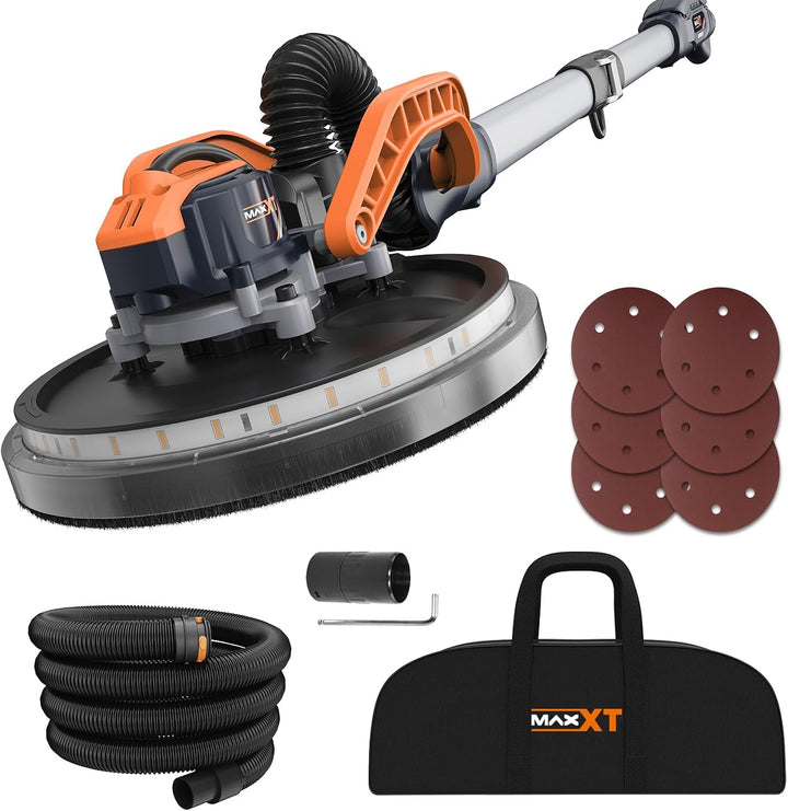 MAXXT Brushless Trockenbauschleifer, 600-1200 U/min,LED-Licht， 550W, 215mm Pad, 360° LED-Licht & Gan