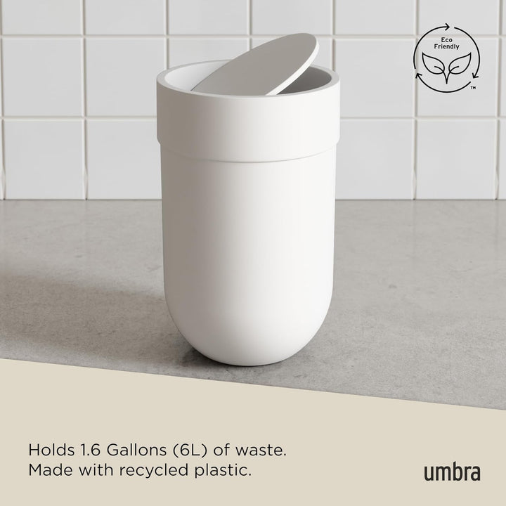 Umbra Touch Abfalleimer mit 6 L Fassungsvermögen und Schwingdeckel – Kosmetikeimer und Papierkorb fü
