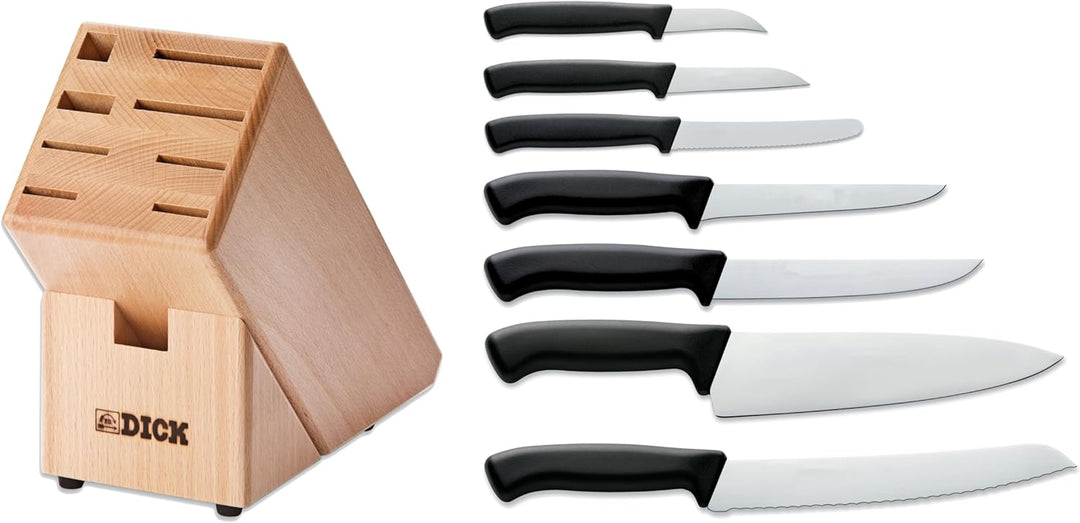 F. DICK Holzmesserblock ProDynamic 7-teilig (Messerblock aus Holz, Set inkl. Küchenmesser, Schälmess