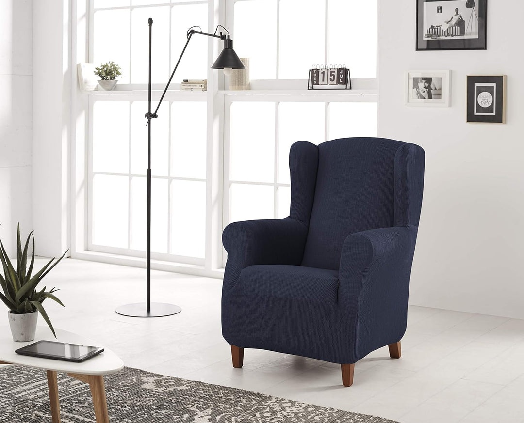 Estoralis Berto - Stretch Husse für Ohrensessel, Grösse 1 Sitzer (Standard), Farbe Marineblau Ohrens