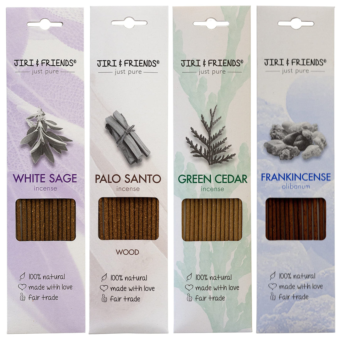 Multipack Vorteilspaket Räucherstäbchen Jiri and Friends Weisser Salbei und Palo Santo und Grüne Zed