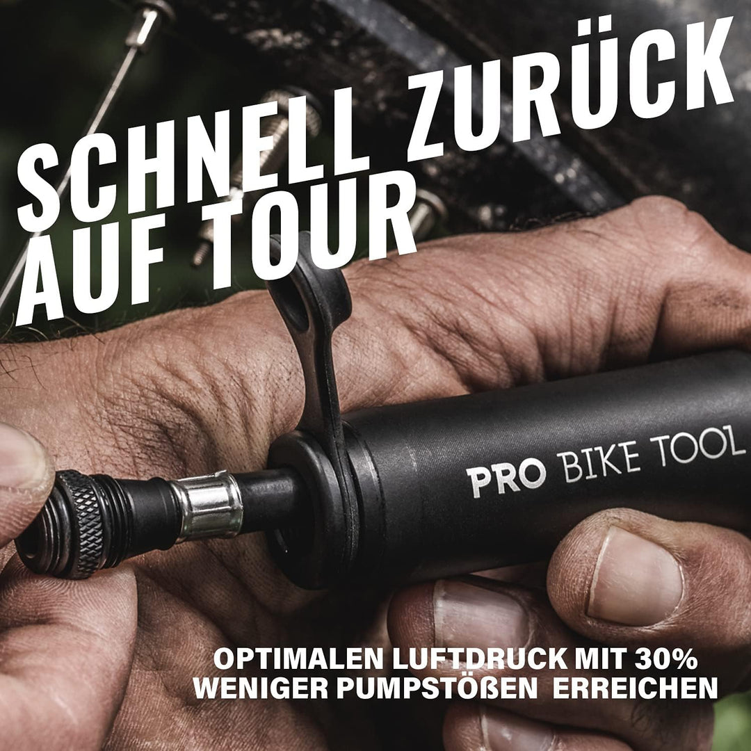 Pro Bike Tool Mini-Fahrradpumpe Classic-Edition, passend für Presta- und Schrader-Ventile, Hochdruck