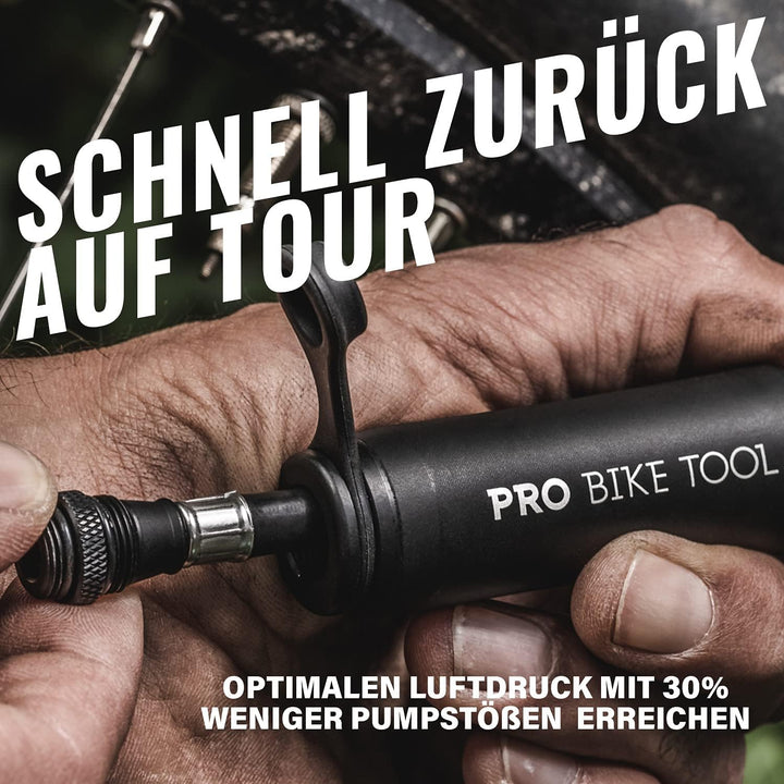 Pro Bike Tool Mini-Fahrradpumpe Classic-Edition, passend für Presta- und Schrader-Ventile, Hochdruck