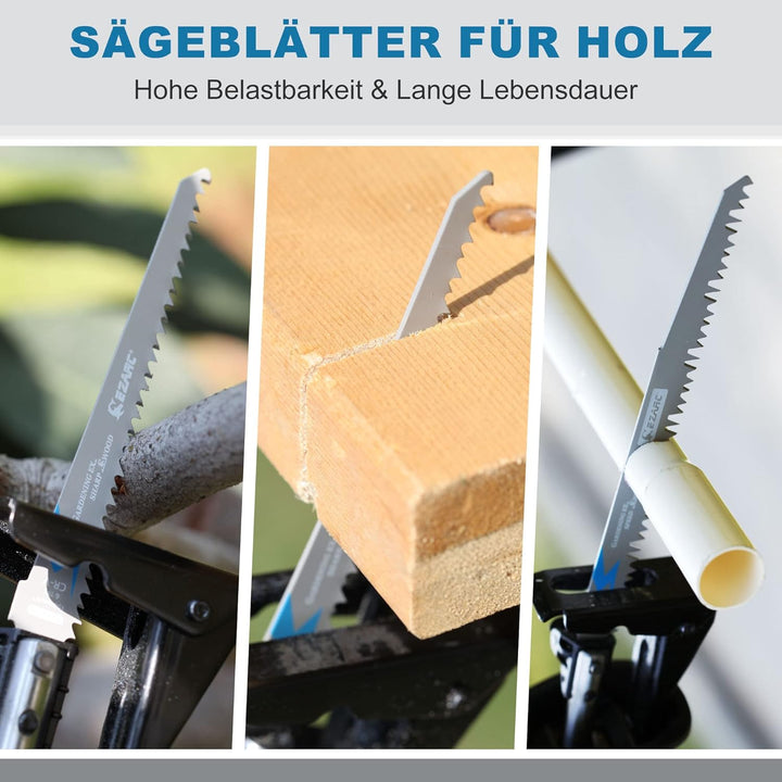 EZARC Säbelsägeblätter Set 5tlg für Holz, Zubehör Säbelsäge, R1231GS für schnelle Schnitte 300mm 5TP