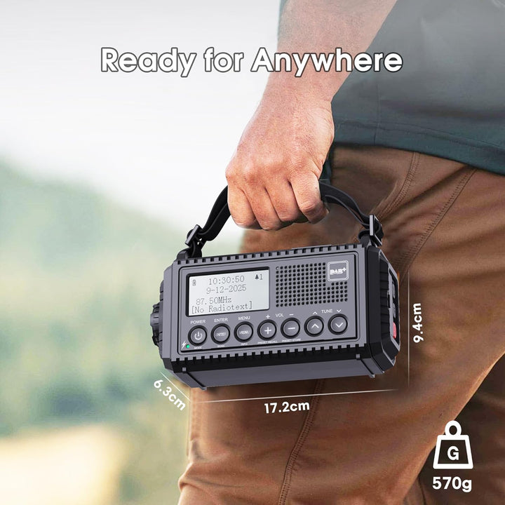 DAB/DAB+/UKW Digitalradio mit Eingebaute 5000mAh Akku Solar Radio Notfallradio mit USB Handyladefunk