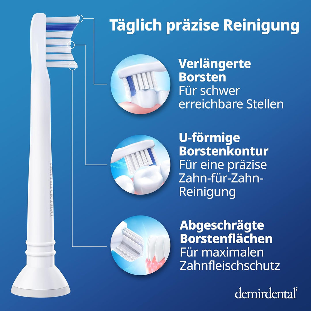 8er demirdental Mini Sensitive Aufsätze passend für Philips Sonicare Ersatzbürsten, weiche und klein