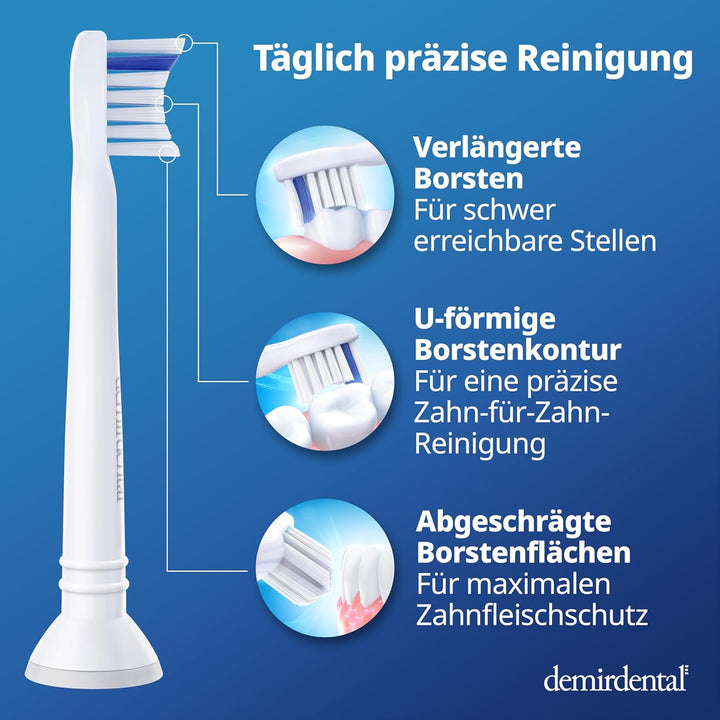 8er demirdental Mini Sensitive Aufsätze passend für Philips Sonicare Ersatzbürsten, weiche und klein