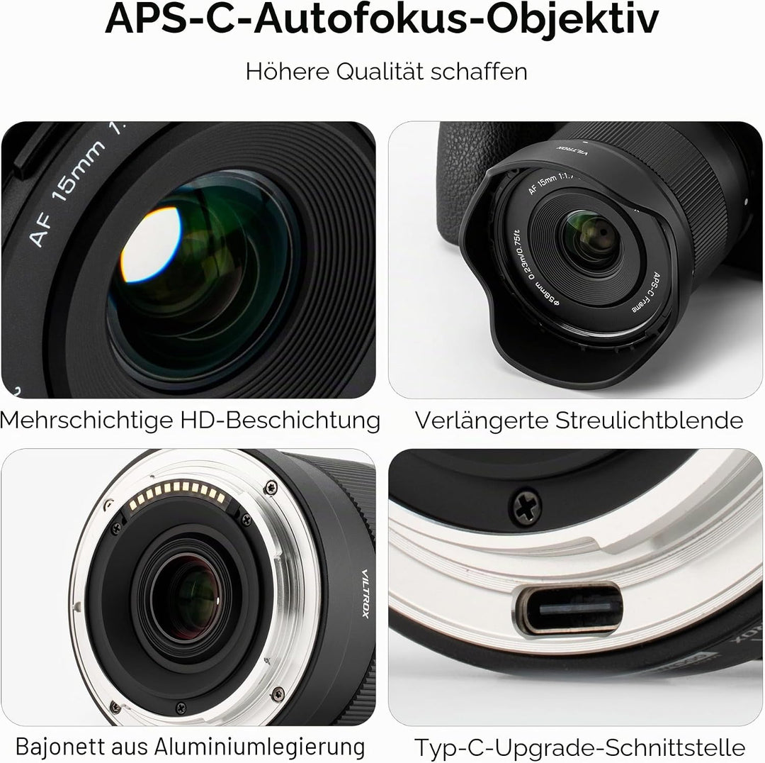 VILTROX AF 15mm F1.7 Objektiv für Nikon Z-Mount, f/1.7 APS-C Autofokus-Festbrennweite mit grosser Bl