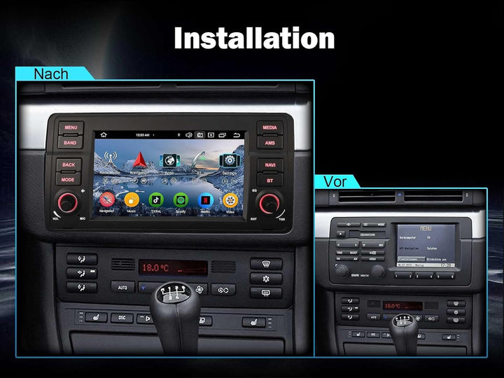 Erisin Android 14 4GB+64GB 8-Kern Autoradio Bluetooth GPS Navigation für BMW 3er M3 E46 318 320 Rove
