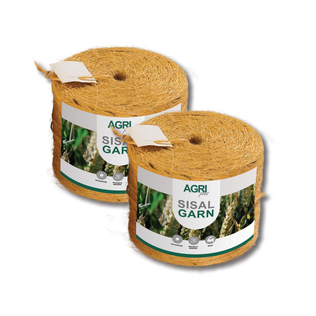 AGRI plus Sisal Bindegarn I 2 Stück = 3600 m I Stärke 200 m/kg I Nachhaltiges Garn für Rundballen-Pr