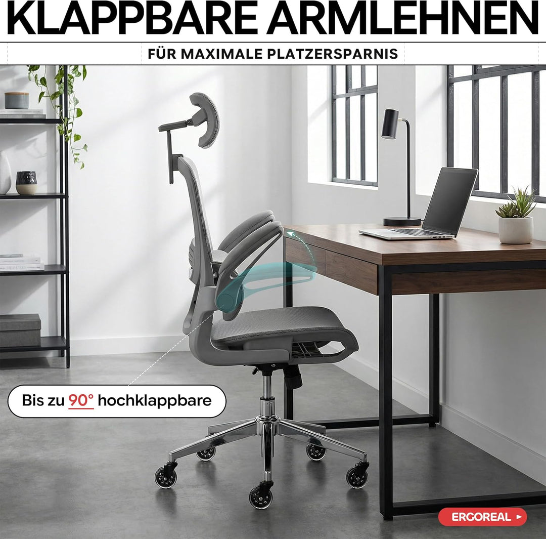 Schreibtischstuhl Ergonomischer Bürostuhl mit 150kg Tragkraft, verstellbaren Armlehnen, dynamischer
