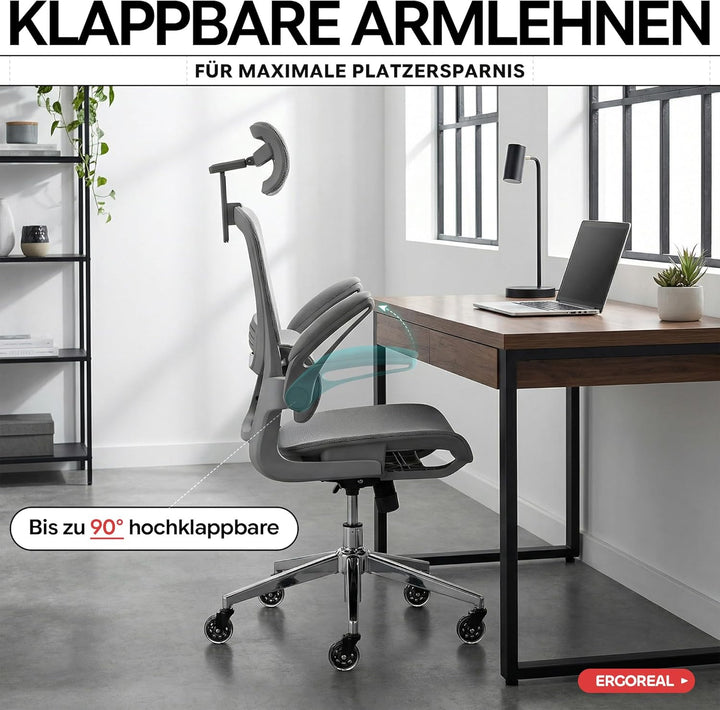 Schreibtischstuhl Ergonomischer Bürostuhl mit 150kg Tragkraft, verstellbaren Armlehnen, dynamischer