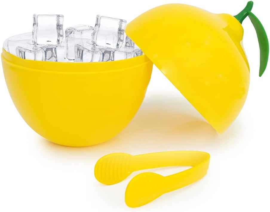 CÉCOA • Eiswürfeleimer Zitrone • 750 ml • doppelwandig luftdicht • mit Deckel + Zange • Eiskübel Des