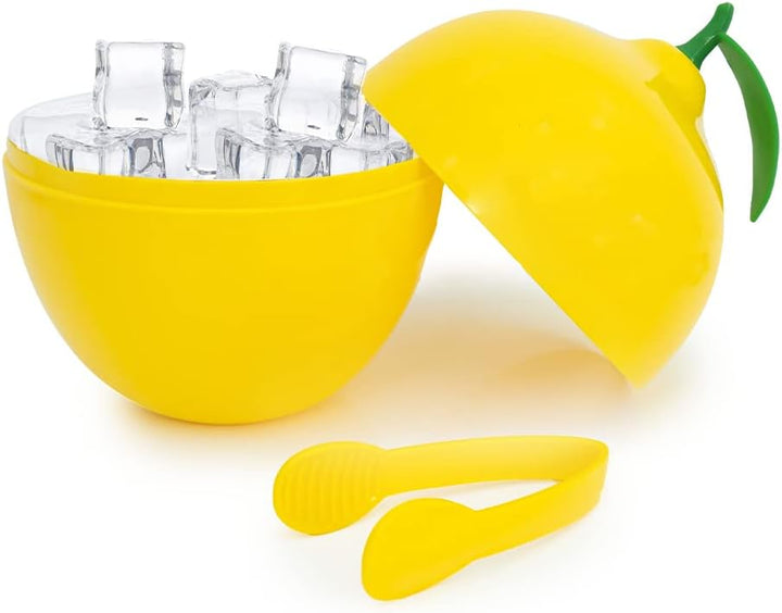 CÉCOA • Eiswürfeleimer Zitrone • 750 ml • doppelwandig luftdicht • mit Deckel + Zange • Eiskübel Des