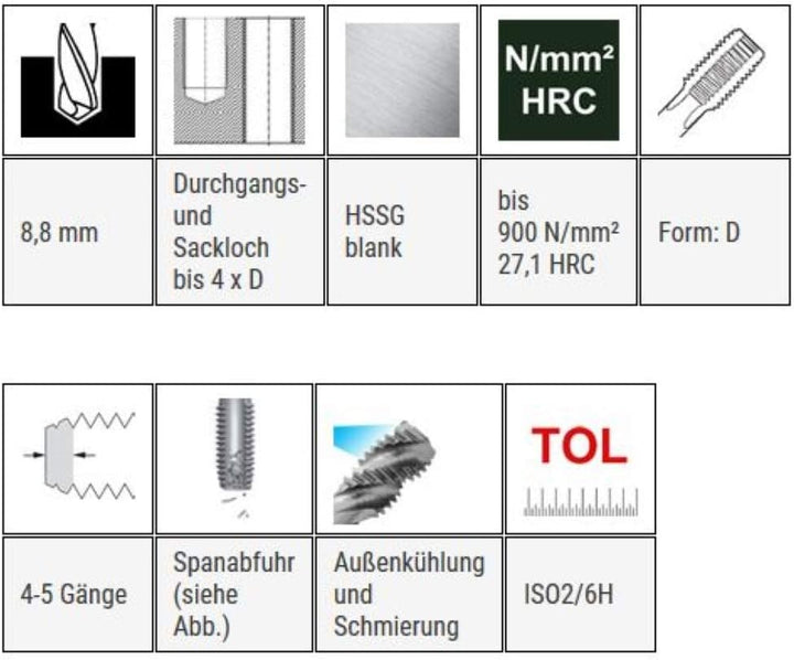BAER Einschnittgewindebohrer MF 10 x 1,25 HSSG Form D, Gewindeschneider - Gewinde Bohrer - Gewindebo