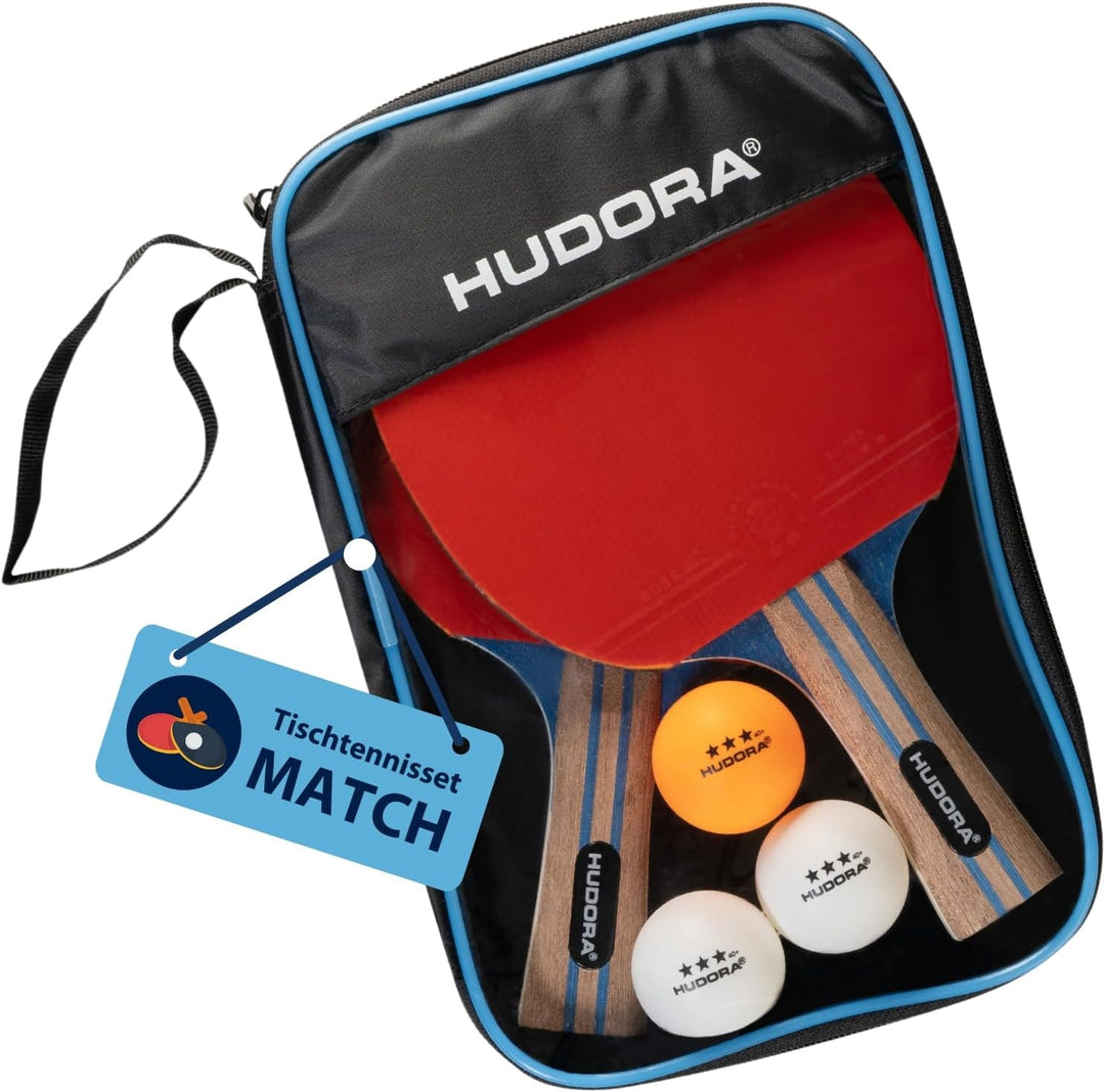 HUDORA Tischtennisset Tournament/Game/Match - Tischtennisschläger + Bälle - Mit Tasche - Für Anfänge