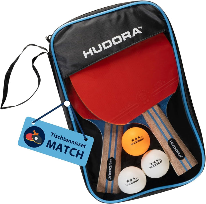 HUDORA Tischtennisset Tournament/Game/Match - Tischtennisschläger + Bälle - Mit Tasche - Für Anfänge
