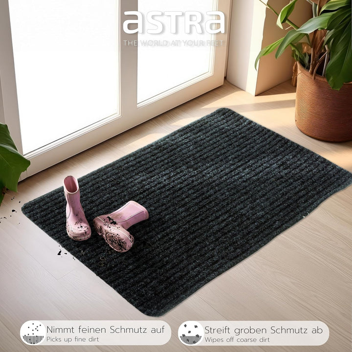 Astra Fussmatte innen anthrazit Schmutzfangmatte rutschfest – Türmatte 40x60 cm wasserabweisend – Ri