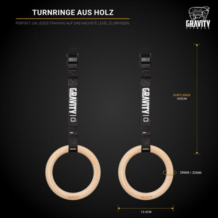 Gravity Fitness Holz-Gymnastikringe 32mm, 32mm