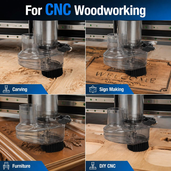 CNC Diameter Router Dust Shoe CNC 52mm Diameter Clear CNC Dust Boot with 38mm Hose Diameter for 52mm