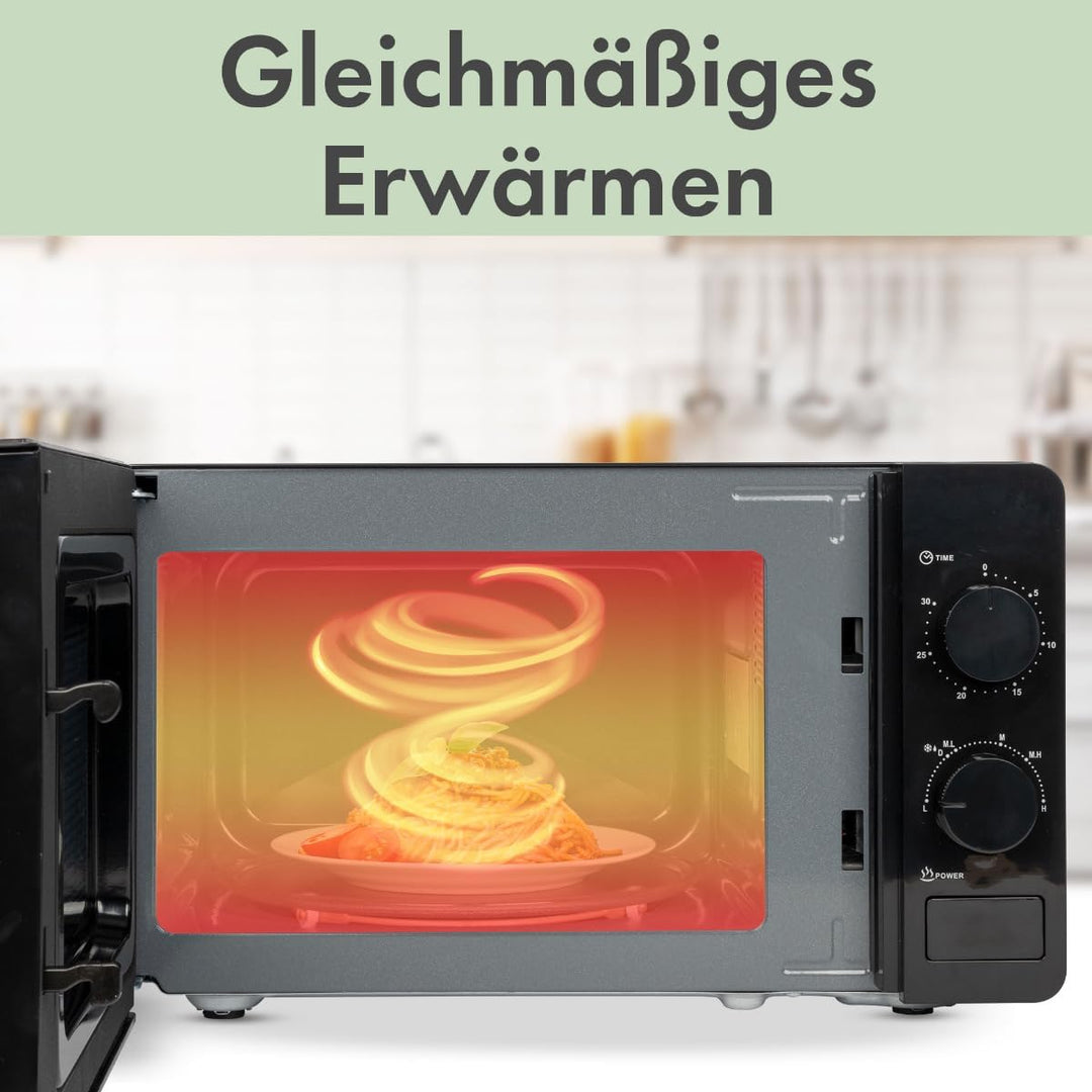 Clatronic® Mikrowelle | 700 Watt | 6 Stufen | 20 Liter Garraum | 360° Drehteller | Timer mit Endsign