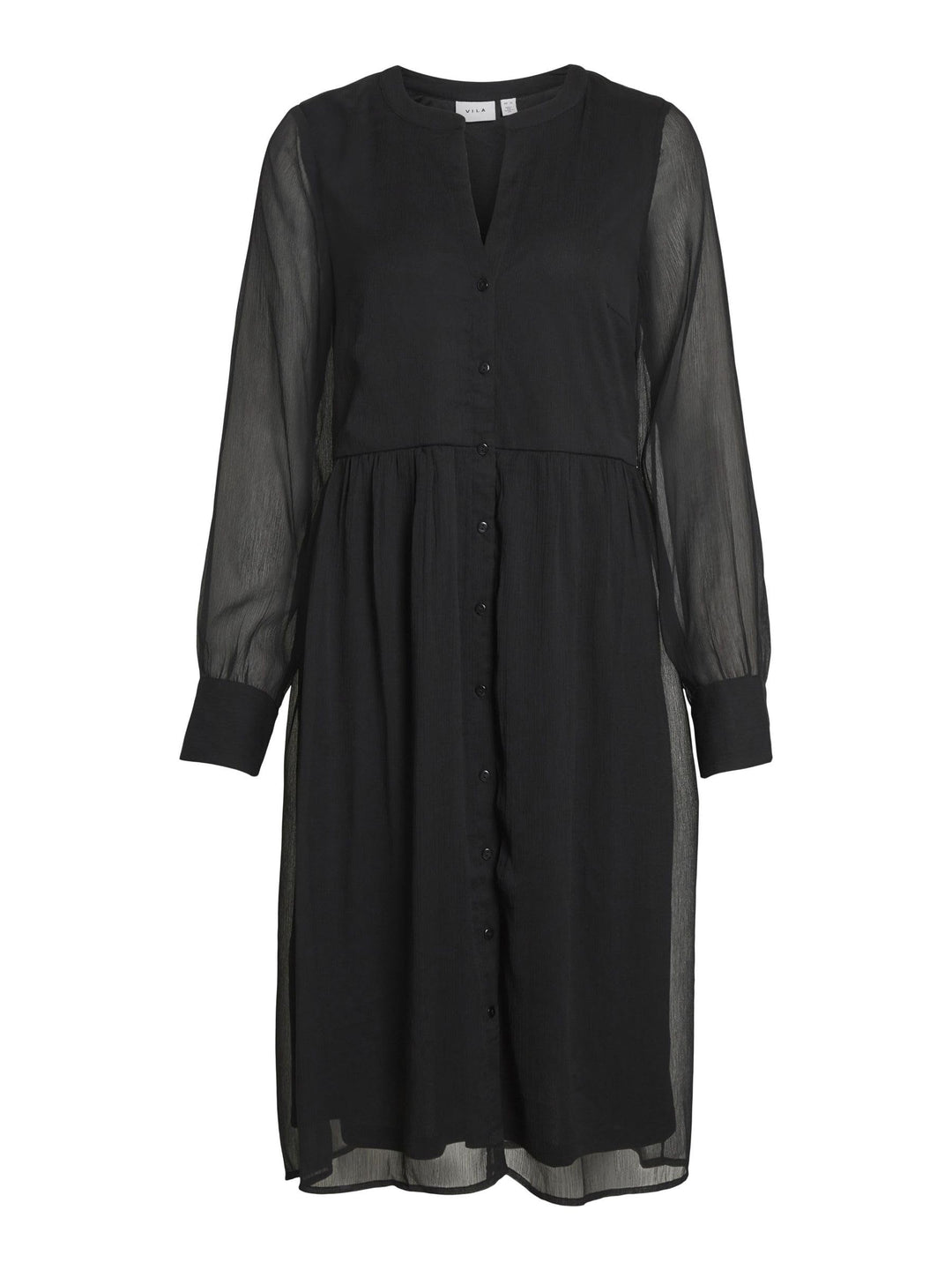 Vila Damen Vifalia V-Neck L/S Dress-Noos Blusenkleid 36 Schwarz, 36 Schwarz