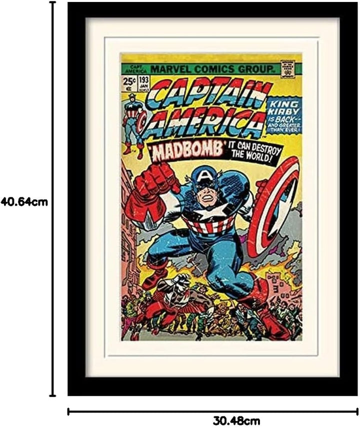 Pyramid International Captain America (Madbomb) 30x40 cm montiert und gerahmt, Mounted 250GSM PAPERW