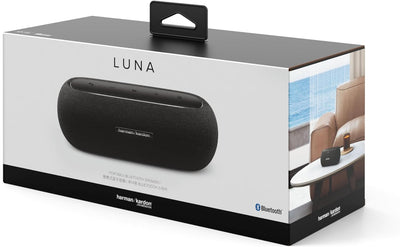 Harman Kardon Luna Bluetooth-Box in Schwarz – Tragbarer, wasserdichter Bluetooth-Lautsprecher – Bis