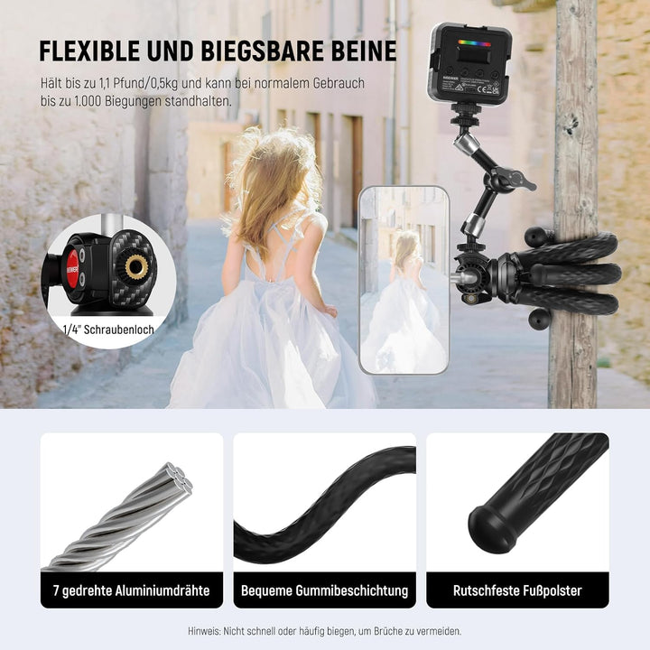 NEEWER Magnetische Flexible Handy Stativ kompatibel mit iPhone 15 Pro Max 14 Magsafe Serie Android M