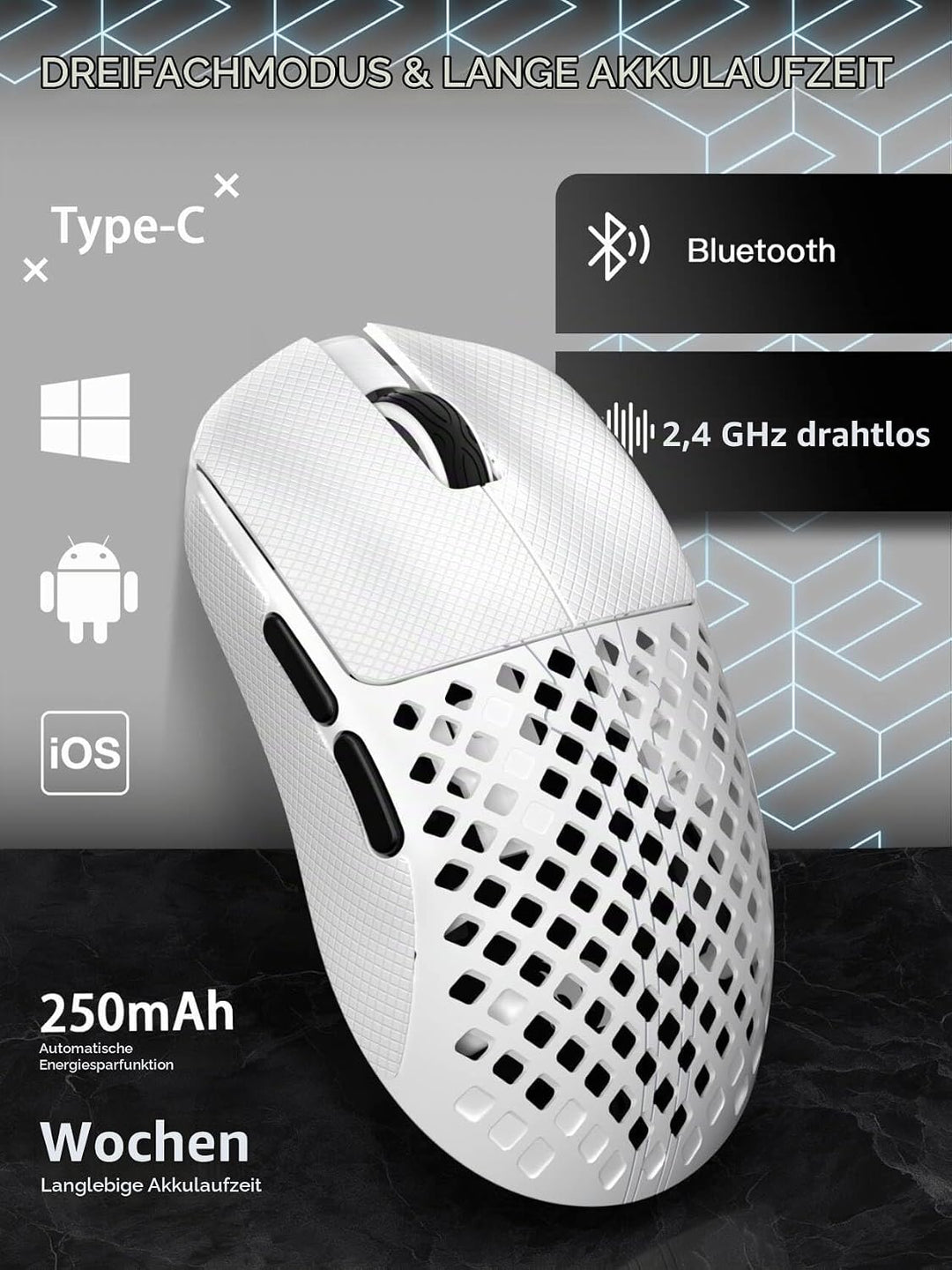 MAMBASNAKE M2 Ultra-Lightweight Wireless Gaming Mouse, PAW3395PRO Sensor 40000 DPI, 41g Carbon Fiber