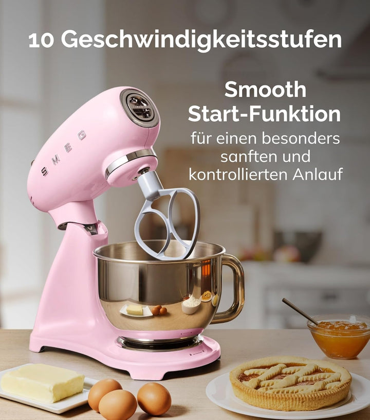 Smeg, SMF03RDEU Küchenmaschine, 10 Geschwindigkeitsstufen, Planetenrührwerk, Sicherheitsabschaltung,