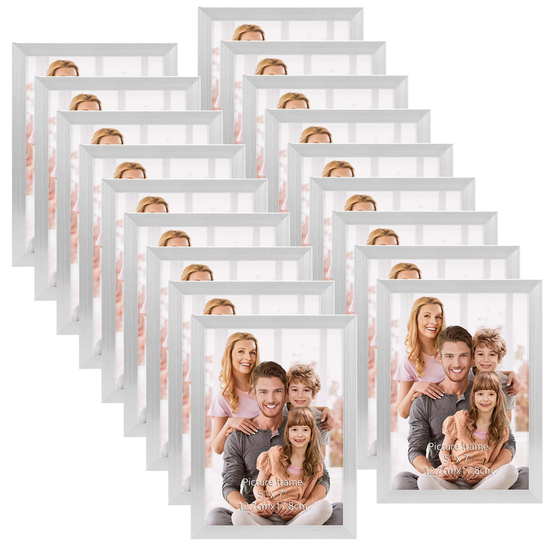 Hoikwo 18 Stück Bilderrahmen 13x18 cm, Silber Fotorahmen Collage Set für Wohnzimmer Schlafzimmer Kin