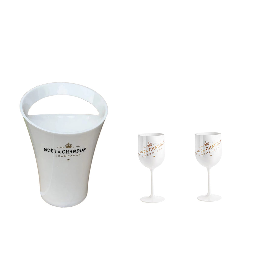 Moet Chandon Champagner Gläser-Set und Champagner Kühler in weiss / gold Ice Imperial Champagner-Set