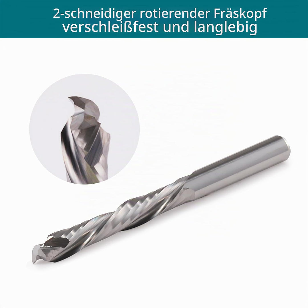 6mm Schaft Downcut CNC Fräser Schaftfräser 2 Stücke, 2-Flöte Spiralnutfräser 25mm Schnittlänge CNC B