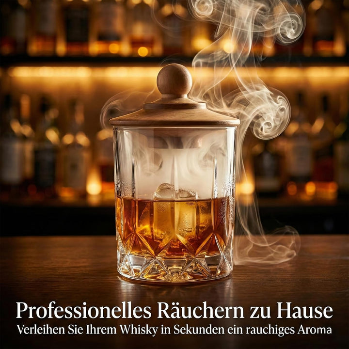 Cocktail Smoker Kit mit 1 Raucher & 8 Holzchips-Sorten, Vollständiges Set zum Räuchern von Whisky, C