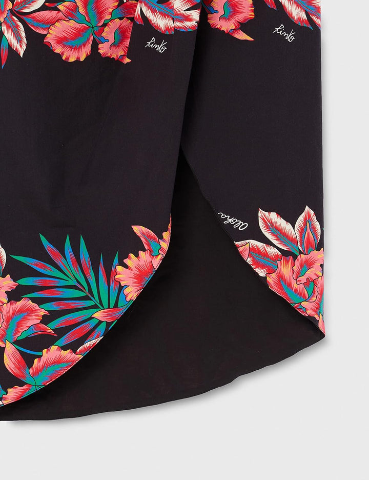 Pinko Damen Girevole Gonna Popeline Stampa Rock 44 Zr3_mult.nero/Rosso, 44 Zr3_mult.nero/Rosso