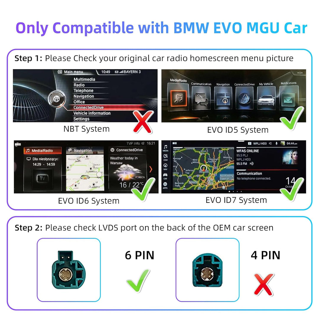 EZoneTronics Wireless CarPlay & Android Auto Retrofit Kit Decoder Box für BMW mit EVO MGU ID5 ID6 ID