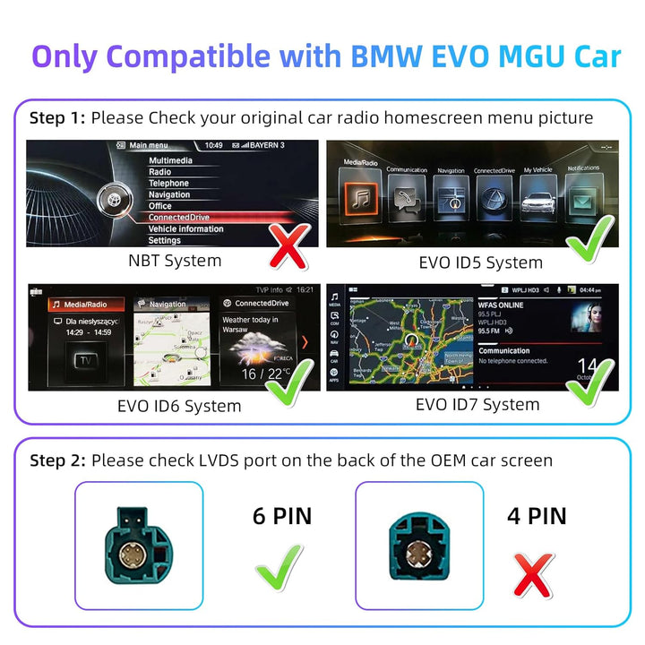 EZoneTronics Wireless CarPlay & Android Auto Retrofit Kit Decoder Box für BMW mit EVO MGU ID5 ID6 ID